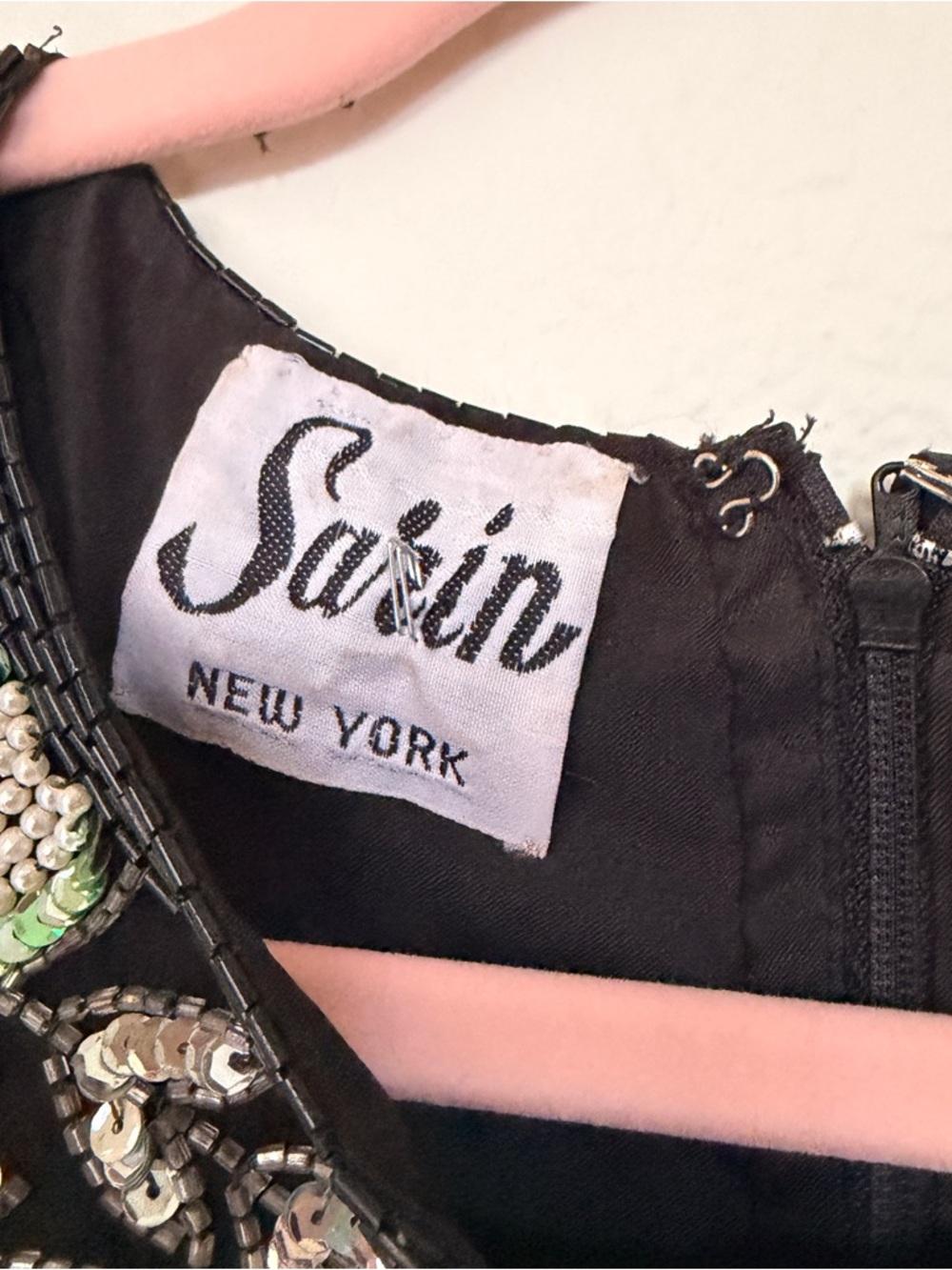 Vintage Sazin New York Beaded Silk Blouse Black Sequin Embellished Top S - Picture 3 of 11